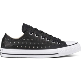 Converse Chuck Taylor All Star Cuir Noir Noir Argent