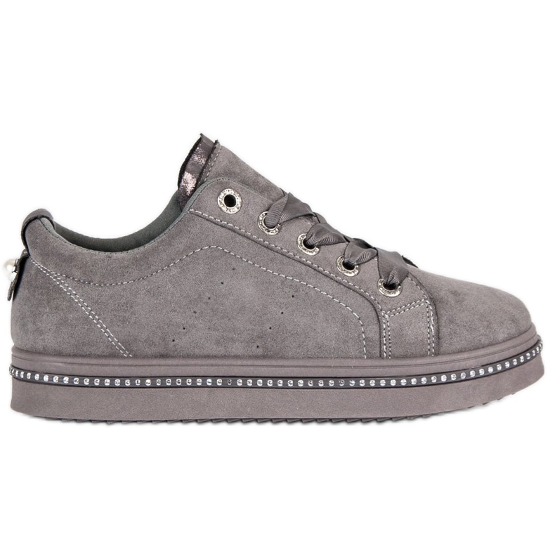Baskets mode en daim gris