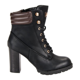 Kayla Bottines à talons nouées noir