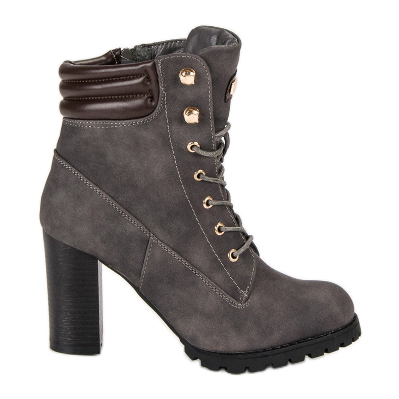 Kayla Bottines à talons nouées gris