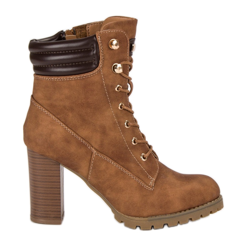 Kayla Bottines à talons nouées brun