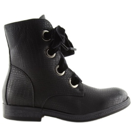 Bottines lacées noires HFN-5505 Noir le noir
