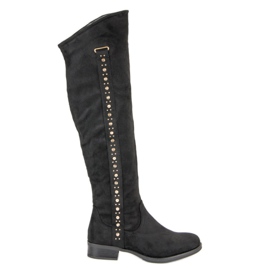 Super Me Bottines en daim à talons plats noir