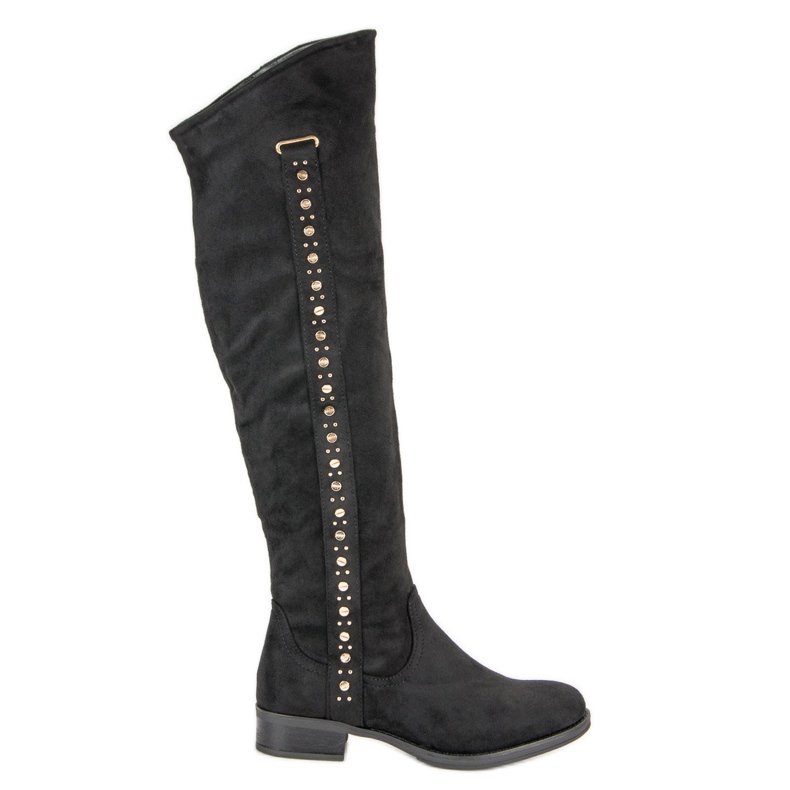 Super Me Bottines en daim à talons plats le noir