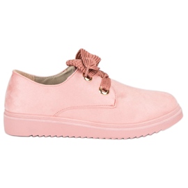 Baskets à lacets en daim rose