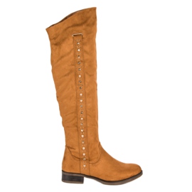 Super Me Bottines en daim à talons plats brun