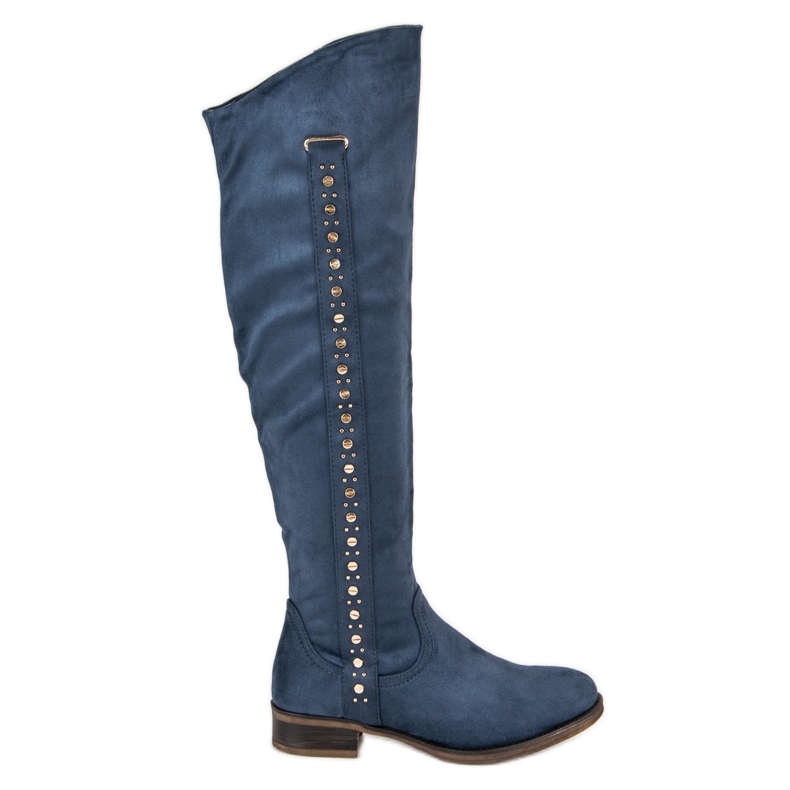 Super Me Bottines en daim à talons plats bleu