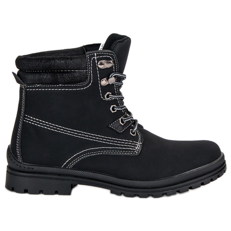 Bottes de randonnée noires nouées le noir