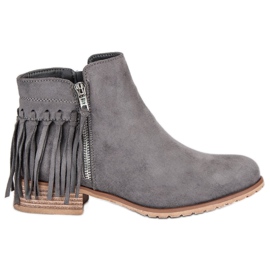 Kayla Bottines bohème en daim gris