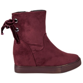 Bestelle Bottines compensées bordeaux multicolore rouge