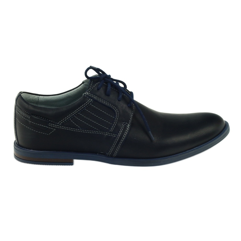 Riko Chaussures en cuir bleu marine masculin 819