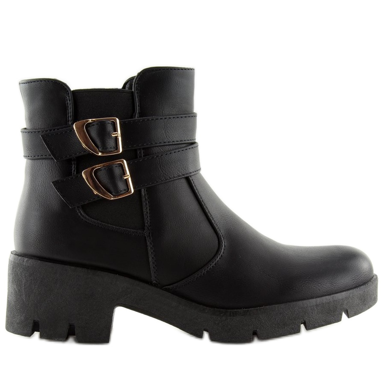 Noir HY-54 Bottines noires à semelles épaisses le noir
