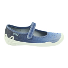 Chaussons filles paillettes Befado 114y316 bleu gris bleu marine
