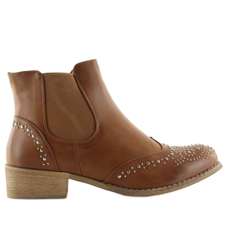 Bottines Chelsea marron à clous, marron Ka16-160sl Camel brun