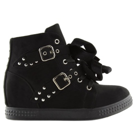 Bottes noires sur talon compensé caché 7-X8029A Noir