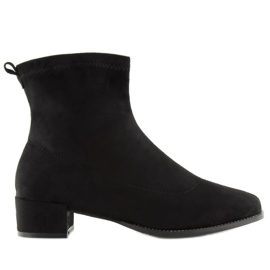 Bottines noires à talons bas F184 Noir le noir