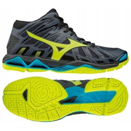 Mizuno Wave Tornado X2 Mid M V1GA181747 chaussures de volley-ball le noir gris Mizuno Wave Tornado X2 Mid M V1GA181747 chaussures de volley-ball le noir gris