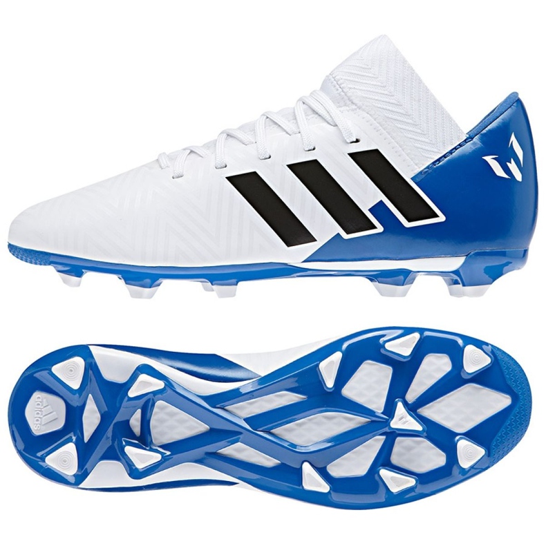 Chaussures de football Adidas Nemeziz Messi 18.3 FxG Jr DB2364 multicolore blanche