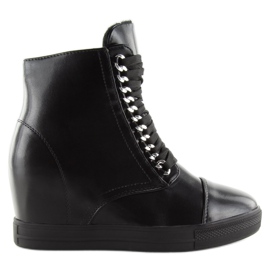 Bottes noires sur un talon compensé caché NC737 Noir le noir