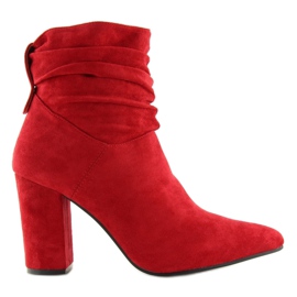 Bottines à talons larges Rouge NC781 Rouge