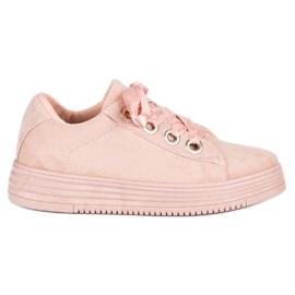 Baskets en daim rose