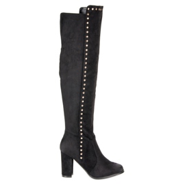 Cuissardes élégantes en daim VINCEZA noir