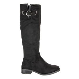 Super Me Bottes en daim classiques le noir