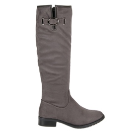 Super Me Bottes en daim classiques gris