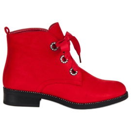 Seastar Bottines nouées en daim rouge