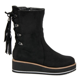 Forever Folie Bottines en daim à talon compensé le noir
