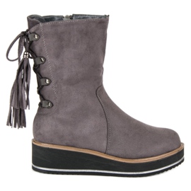 Forever Folie Bottines en daim à talon compensé gris