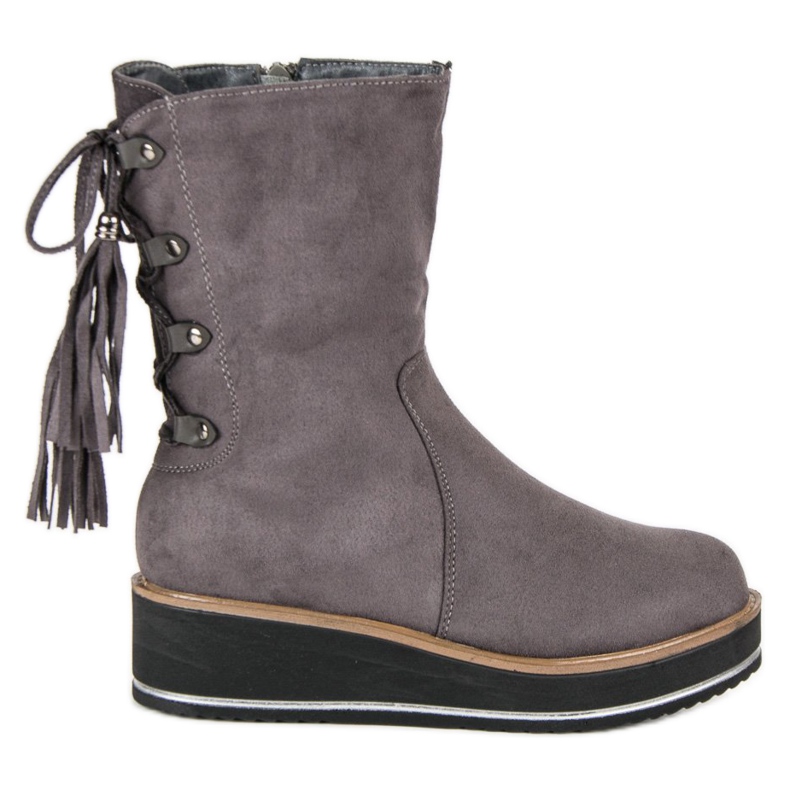 Forever Folie Bottines en daim à talon compensé gris