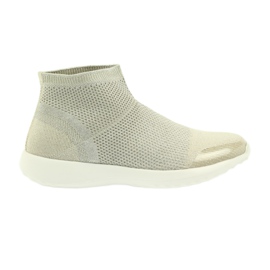 American Club Chaussures de sport américaines pour femmes 17044 beige argent jaune