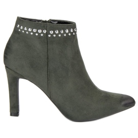 Bottines en daim sur le talon haut VINCEZA vert