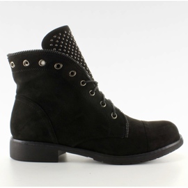 Bottes en daim avec empeigne en biais JH296 Noir