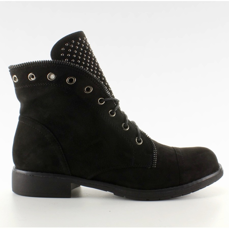 Bottes en daim avec empeigne en biais JH296 Noir le noir
