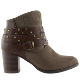Bottes marron G-36 Taupe sur un talon stable brun