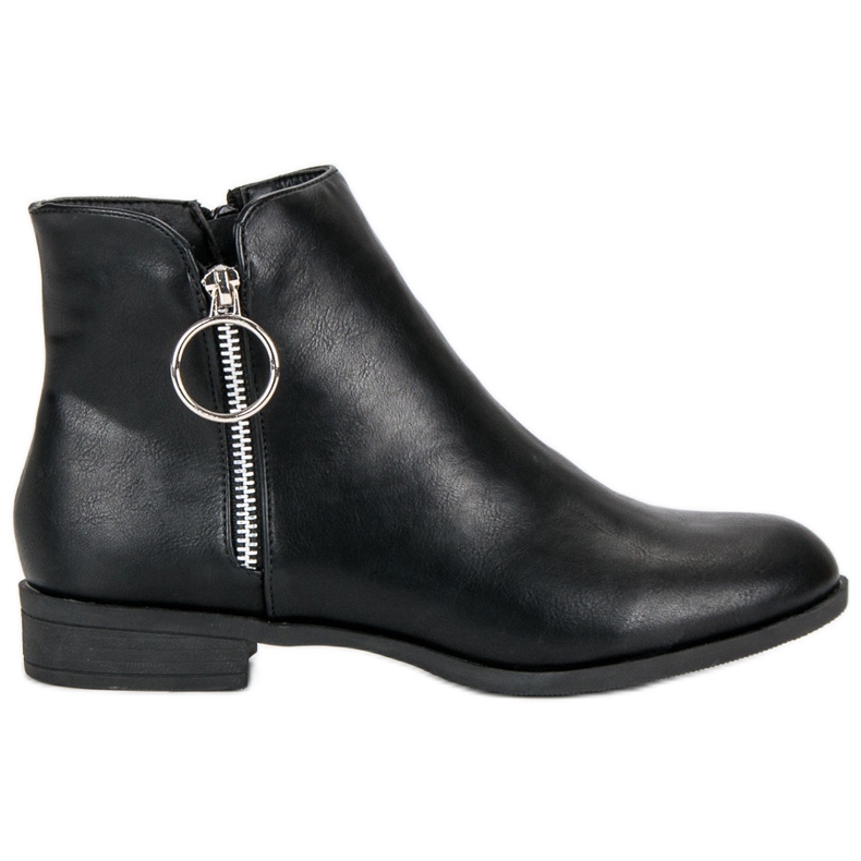 Anesia Paris Bottes noires sur un talon plat le noir Anesia Paris Bottes noires sur un talon plat le noir