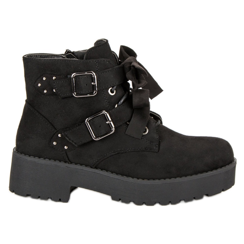 Bottes noires en daim le noir