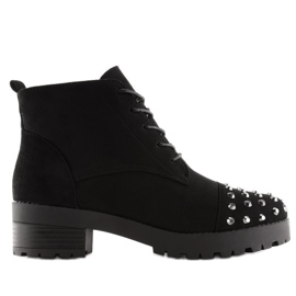 Bottines à lacets et clous noir 2017-10 Noir