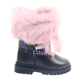 Bartek Bottes en cuir pour fille avec fourrure 216390-013 bleu
