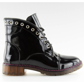 Boots laquées noires A-33 noir le noir