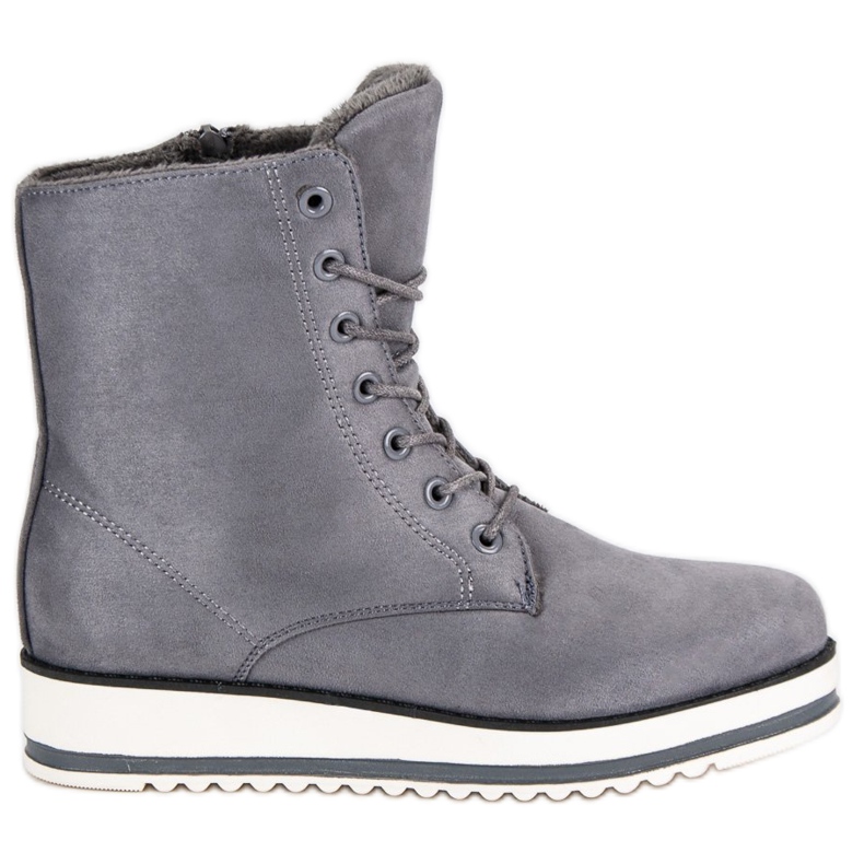 Bottines chaudes et nouées gris