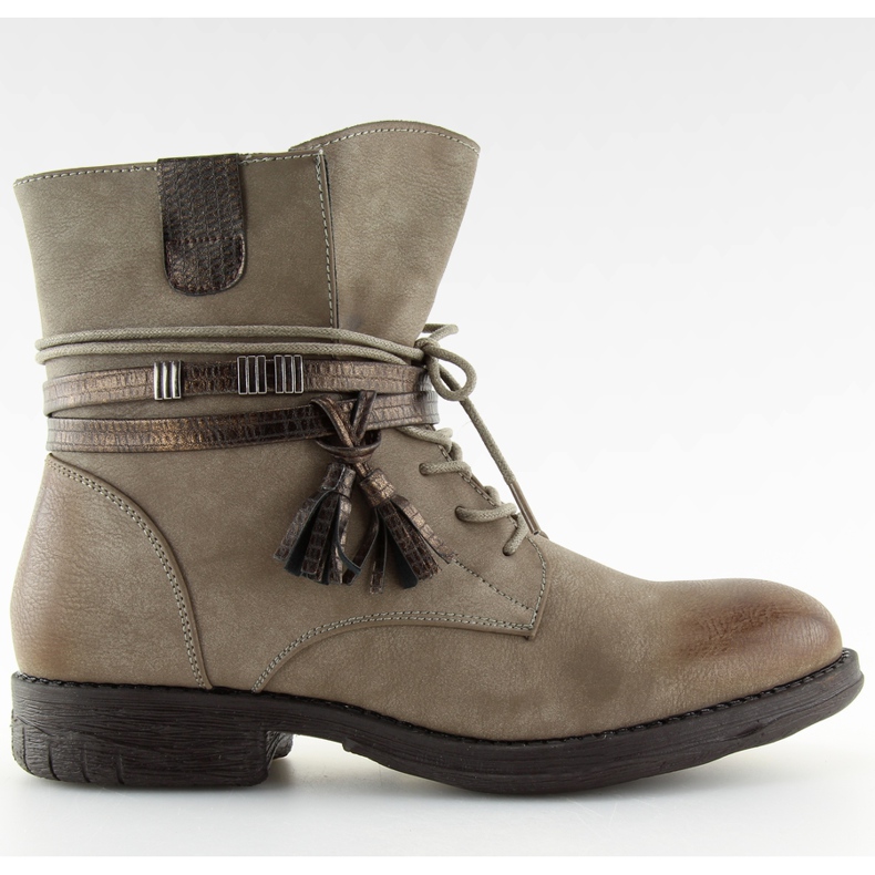 Boots femme beige et marron BH52-KB kaki