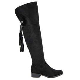 Forever Folie Cuissardes noires à talons plats