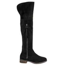 Queentina Bottines bohème en daim noir