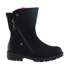 Sergio Leone Bottes avec fourrure colorée avec fermeture éclair noir multicolore