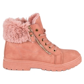 Bottines chaudes et nouées rose