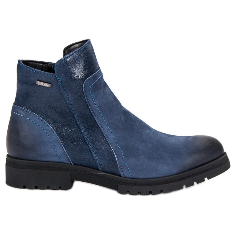 Bottines confortables VINCEZA en cuir bleu