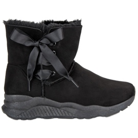 Lemax Bottes de neige élégantes avec fourrure le noir
